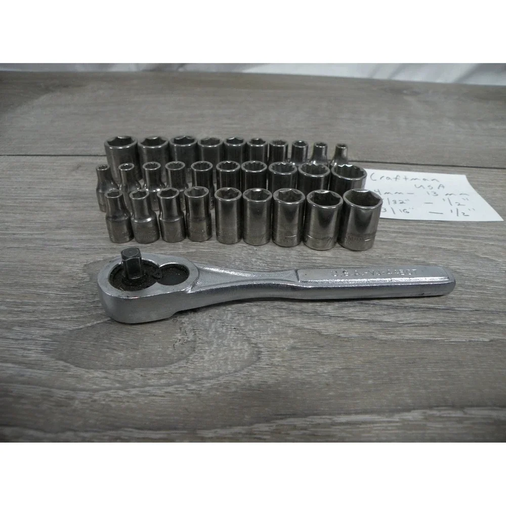 Craftsman USA Ratchet Socket Set Sae Metric 4mm-13mm 5/32-1/2 Deep Standard